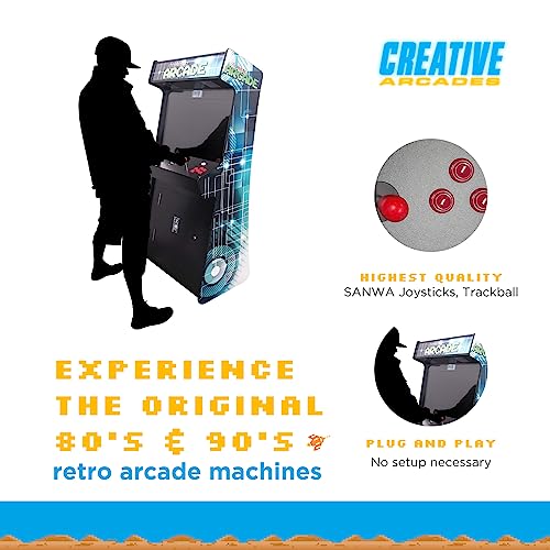 Creative Outdoor Distributor Full-Size Arcade Cabinet with Trackball, 5,100 Games, 32" Screen, 2 Stools