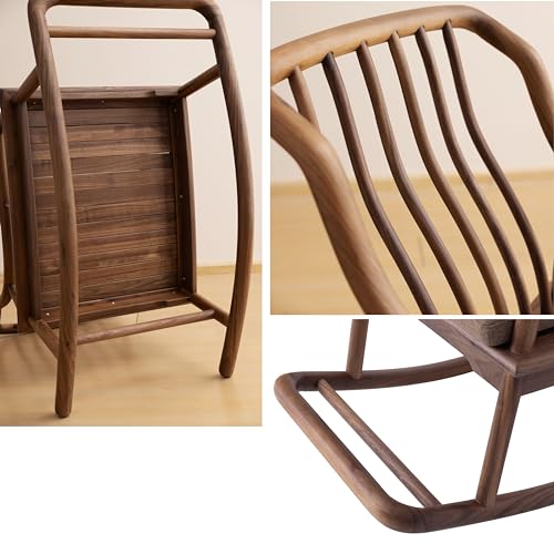 BALANBO Rocking Chair Black Walnut Wood Outdoor & Indoor with Cushion and Backrest Walnut