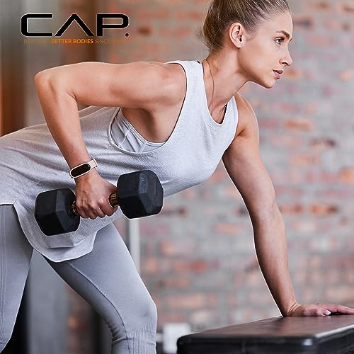 CAP Barbell Coated Hex Dumbbell Set with Copper Handle Weight - Black and Copper