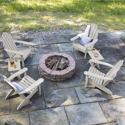 Highwood Classic Westport Adirondack 6pc Set, 4 Chairs & 2 Folding Side Tables Harbor Gray