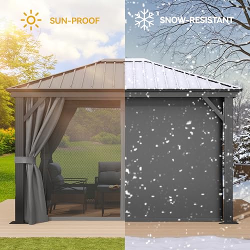 YITAHOME 10X12FT Metal Hardtop Gazebo Outdoor Patio Canopy Gray