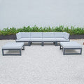 LeisureMod Chelsea Outdoor Patio 6-Piece Conversation Set Light Grey