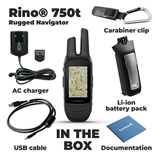 Wearable4U Garmin Rino 750t Two-Way Radio Navigator with Topo Mapping E-Bank Bundle