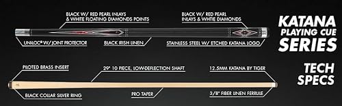 KATANA KAT14 Pool Cue Black/Red/White 20oz