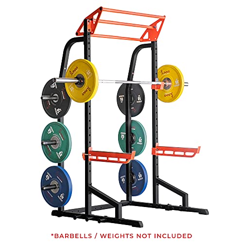 Sunny Health & Fitness Power Zone Half Rack Heavy Duty Performance Power Cage Black