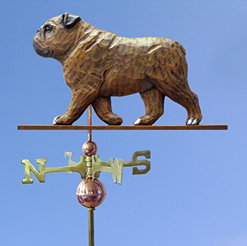 Bulldog Hand Carved & Painted Weathervane Brindle 32 Inch