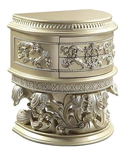 Acme Vatican Champagne Silver Wood Nightstand
