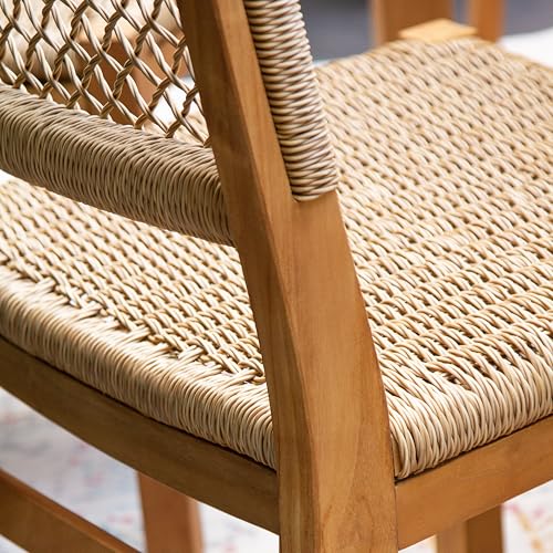 Cambridge Casual Paxton Wood 6-Piece Outdoor Dining Set Natural Teak/All-Weather Wicker Configuration 8 - 6 Seater