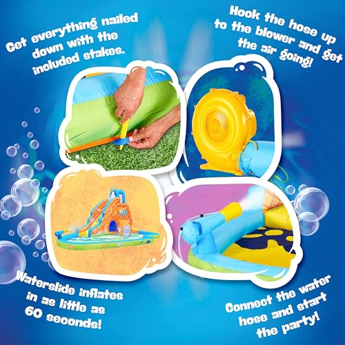 SUNNY & FUN Spongebob Slide ‘N Spray Inflatable Water Slide Park