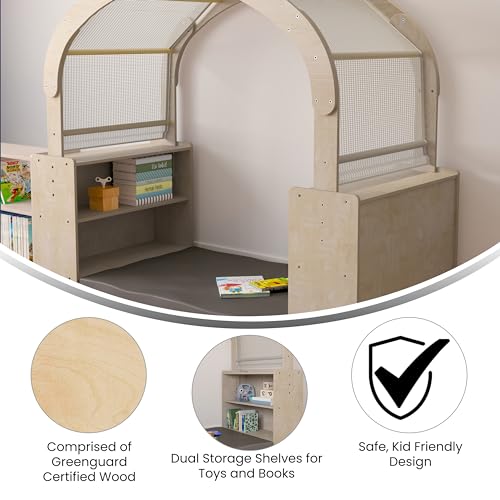 Classroom Essentials Wooden Quiet Corner Reading Nook with Storage Beech