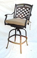 theWorldofpatio St. Augustine Cast Aluminum Barstool Set of 6 with Sunbrella Cushions Antique Bronze