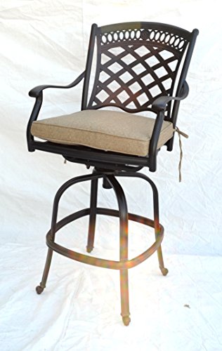 theWorldofpatio St. Augustine 3 Piece Cast Aluminum Bar Set with 30" Pedestal Table Antique Bronze