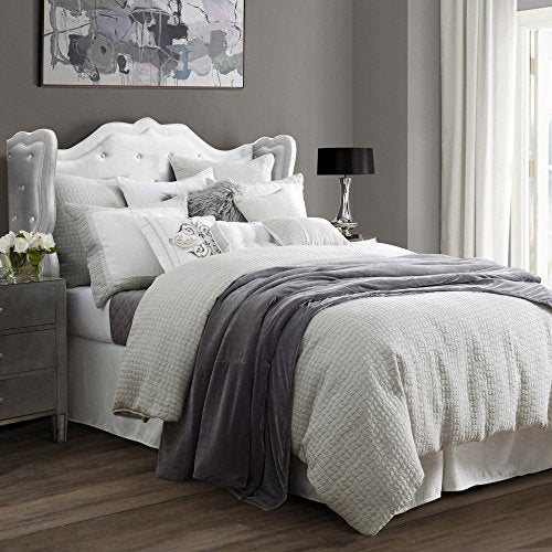 H HIEND ACCENTS Wilshire 4 Piece Super King Cotton Comforter Set Light Gray