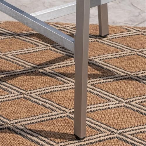 Noble House Cape Coral Outdoor 5 Piece Glass Top Aluminum Bar Set Grey