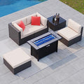Shintenchi 5-Piece Patio Furniture Set with 45-Inch Fire Pit Table Beige