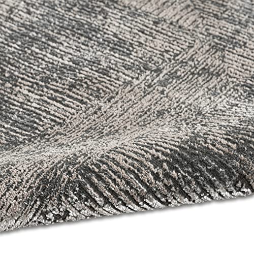 Calvin Klein CK024 Irradiant Abstract Area Rug 9' x 12' Black Ivory
