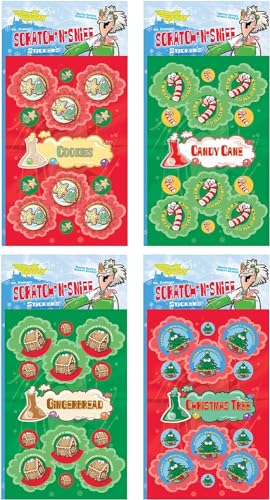Just For Laughs Dr. Stinky's Scratch N Sniff Christmas Stickers Set 4-Pack Multi