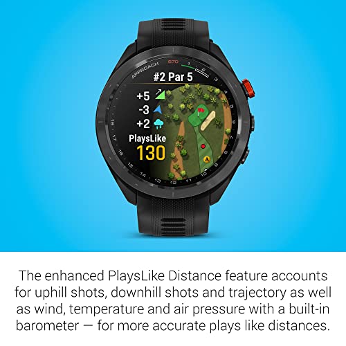 Certified Brands Garmin Approach S70 Golf Smartwatch AMOLED Display Shot Execution/Putt Alignment Golfing System with Approach CT10 Full Kit Club Tracking System (14 Sensors) and Signature Stand Power Bundle 47mm - Black