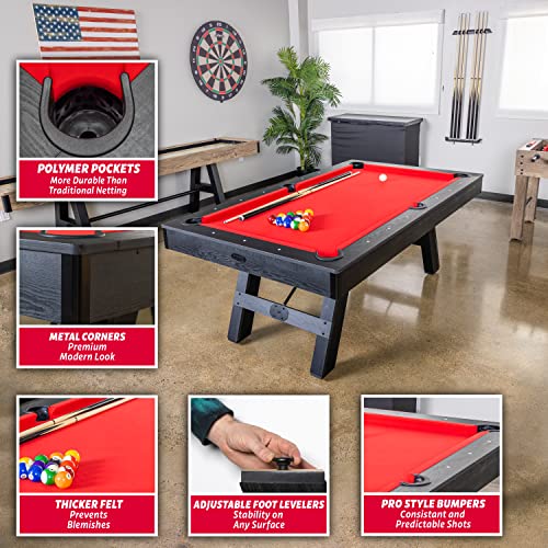 GoSports 7 ft Pool Table with Wood Finish Red