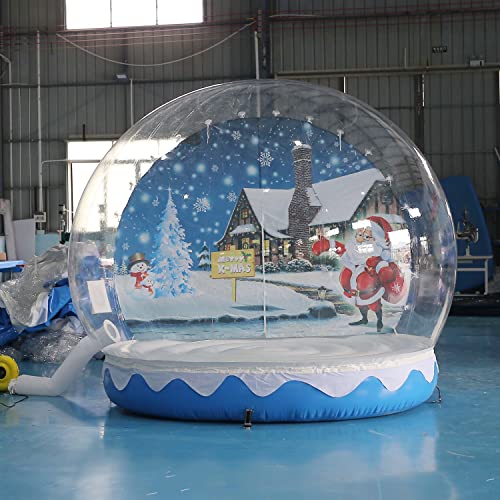 SAYOK Inflatable Christmas Snow Globe Tent with Blower and Pump, 9.84ft Blue & White