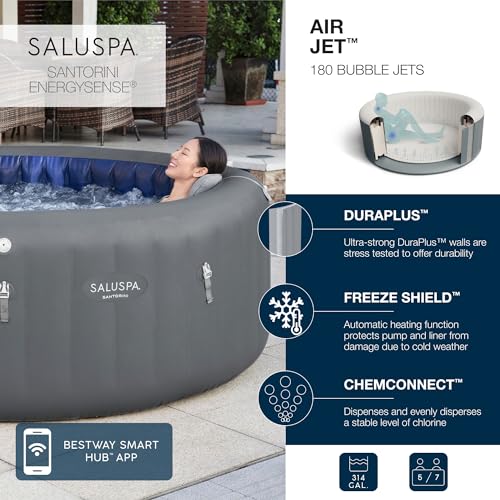 Bestway SaluSpa Santorini HydroJet Pro Inflatable Hot Tub Grey