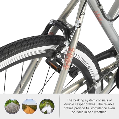 HH HILAND Hiland Hybrid Bike Shimano Drivetrain 7 Speeds 700C Wheels Silver