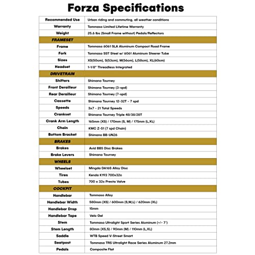 Tommaso Forza Shimano Tourney Hybrid Disc Brake Fitness Bike Orange Large