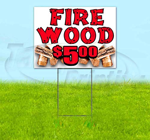 TampaPrinting Firewood Yard Sign 18" x 24" with Metal Step Stake