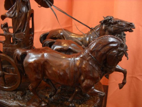 Paulingston Co. Roman Minerva Athena Bronze Statue Chariot of War Horses E. Fremiet Sculpture Bronze