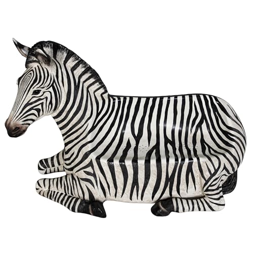 Design Toscano African Striped Zebra Photo-Op Sculptural Bench 68 Inch Black/White
