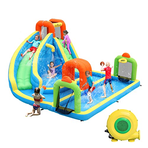 SunSports Inflatable Water Slide Park with Tunnel for Kids Outdoor