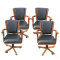 Hathaway Kingston 48-in Poker Table Armchairs Dark Oak