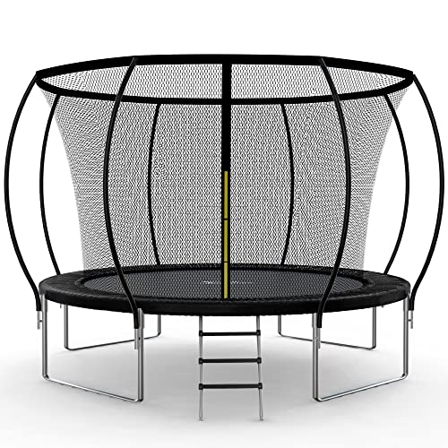 Simple Deluxe 14FT Trampoline with Safety Enclosure & Ladder Black