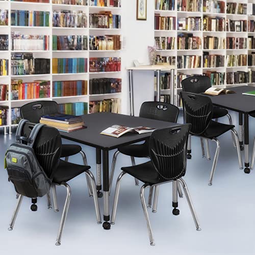 Regency Height Adjustable Mobile Classroom Table Set with 18" Andy Chairs Grey/Black