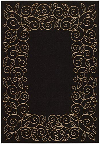 Safavieh Courtyard Collection Area Rug 6'7" x 9'6" Black/Beige