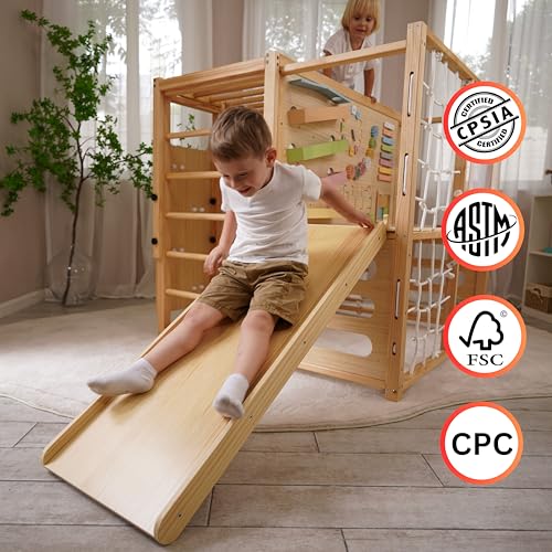 Avenlur Indoor Playground Montessori Gym – Alpine Wooden Jungle Gym for Kids Ages 2-8