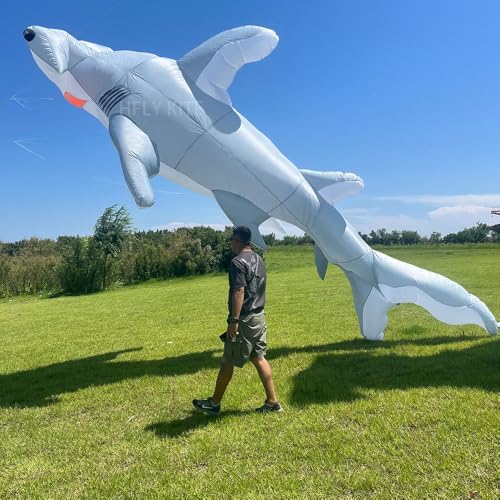 Yingfeida HFLY 7.5m Hammerhead Shark Kite Ripstop Nylon Grey