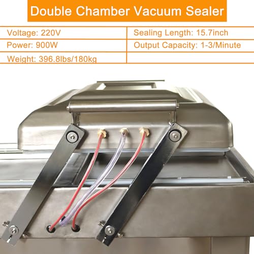 WYDDDARY Double Chamber Vacuum Sealer 900W Heavy Duty Stainless Steel 15.7 Inch for Meats, Vegetables, Fruits