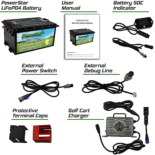 PowerStar 51V LiFePO4 Golf Cart Battery Replacement Black