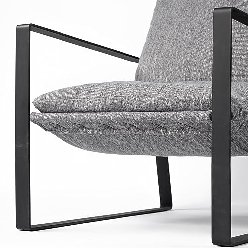 HomeRoots Stone Gray and Black Metal Sling Chair Black