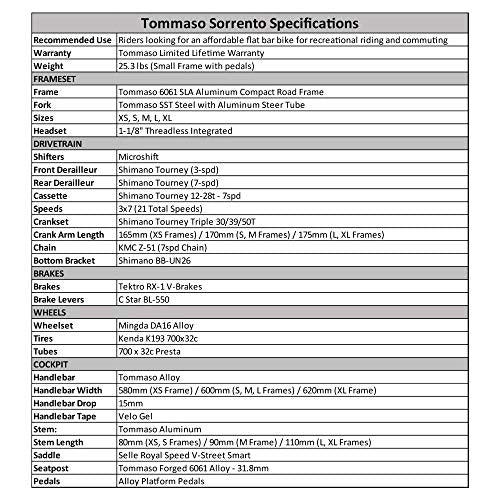 Tommaso Sorrento Shimano Tourney Hybrid Fitness Bike Matte Black/Grey