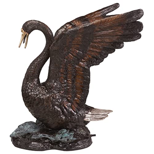 Design Toscano Grace and Beauty Grand Swan Cast Bronze Garden Statue Brown