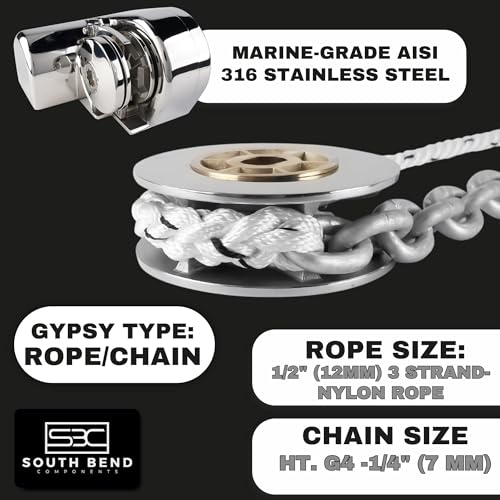 South Bend Components S612 Horizontal Windlass Anchor System 600W 12V DC Stainless