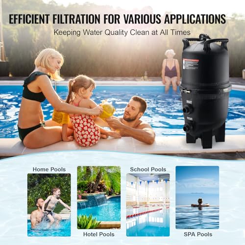 VEVOR PRO Cartridge Pool Filter Tank 320-325 Sq.Ft Upgraded Version with 4 Filters