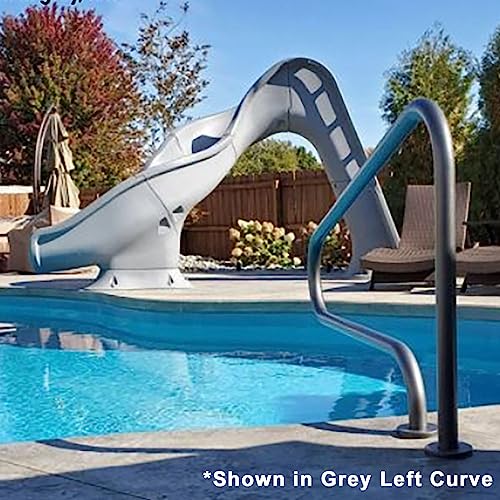Global Pool Products RIP Tide Inground Swimming Pool Water Slide Deck Mounted Right Curve Turn Grey