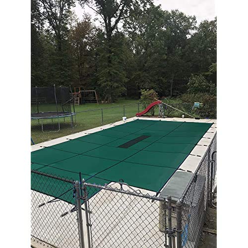 WaterWarden Premium Pool Safety Cover 16'x32' Solid Green With Drain Panel