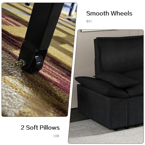 HomSof Queen Pull Out Sofa Bed 3-in-1 Convertible Velvet Loveseat Black