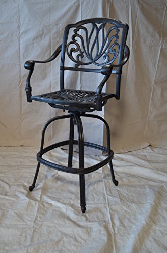 Patio Land Elizabeth Outdoor Patio 3 Swivel Barstools 30" H Dark Bronze with Sunbrella Sesame Cushions