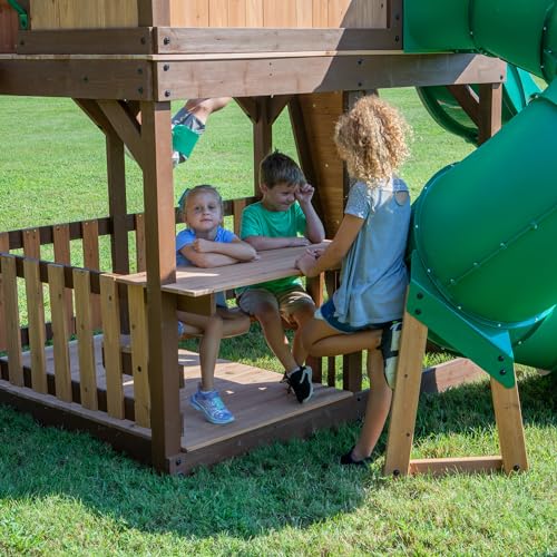 Backyard Discovery Skyfort Cedar Swing Set Light Brown