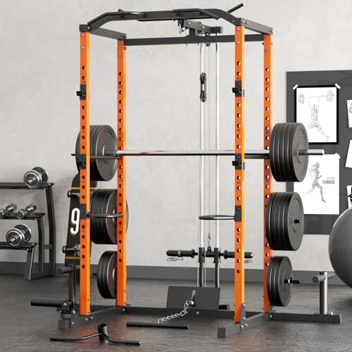 VANSWE Power Cage with LAT Pulldown Attachment Orange